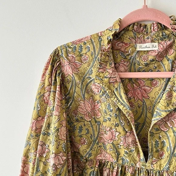 100% Cotton Green Floral Maxi Dress - Picture 5 of 16